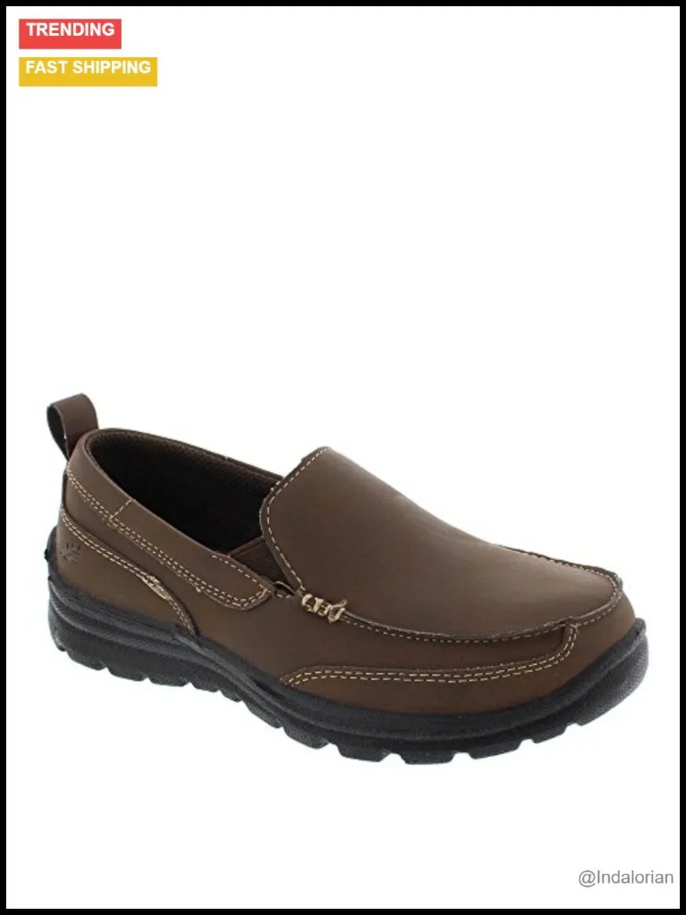 Kids Dress Casual Slip-On Loafers with Moc Toe PU Outsole Twin Gores